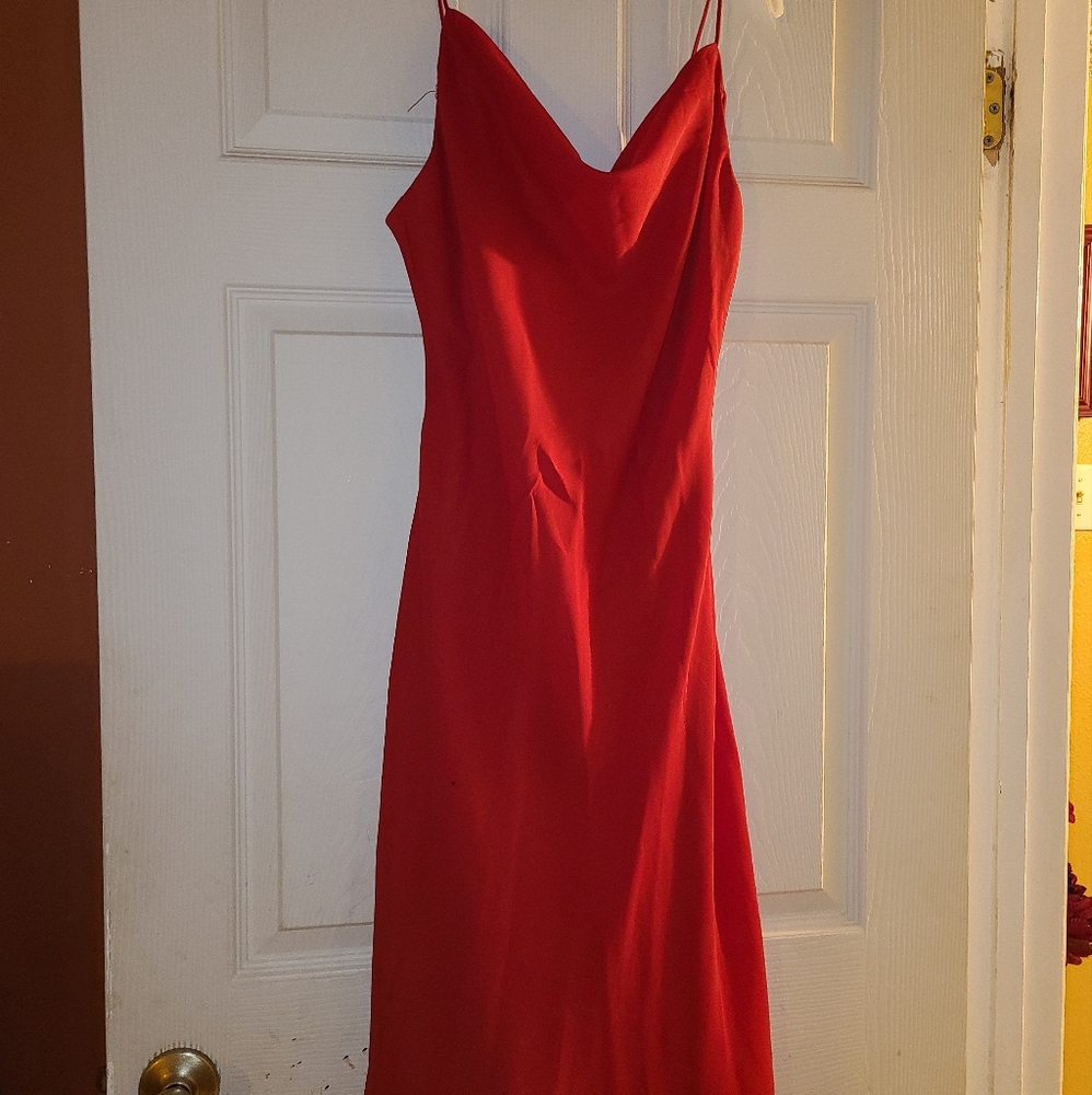 Red midi dress